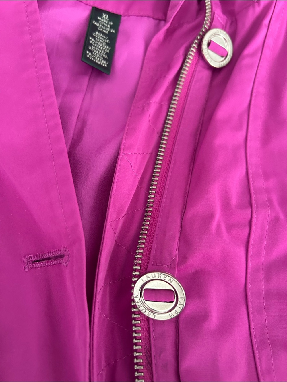 Ralph Lauren Hooded Raincoat in Bright Fuchsia - Picture 5 of 8